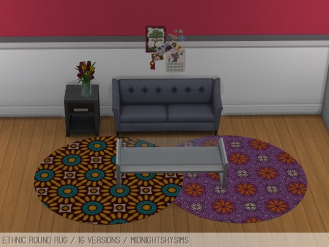 Sims 4 Ethnic round rugs at Midnightskysims