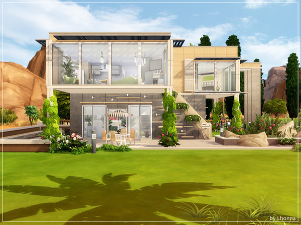 Sims 4 Concrete Thought modern house by Lhonna at TSR
