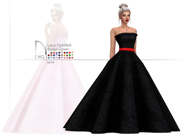 Sims 4 Lace Detaied Bridal Gown by DarkNighTt at TSR