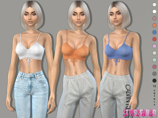 Sims 4 380 Crop Top With Gathered Front by sims2fanbg at TSR
