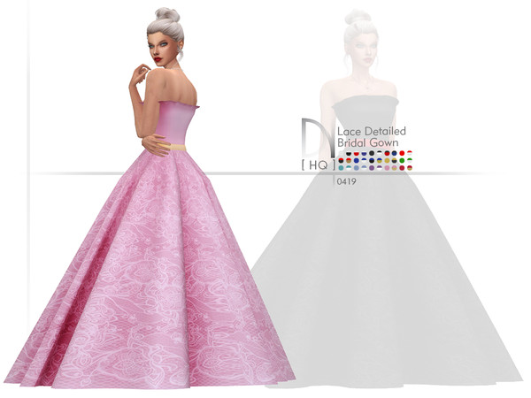 Sims 4 Lace Detaied Bridal Gown by DarkNighTt at TSR