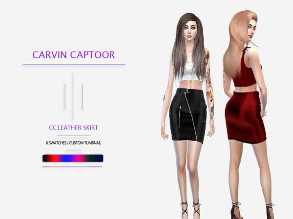 Sims 4 Leather Skirt by carvin captoor at TSR