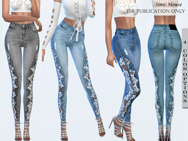 Sims 4 Jeans with lace by Sims House at TSR