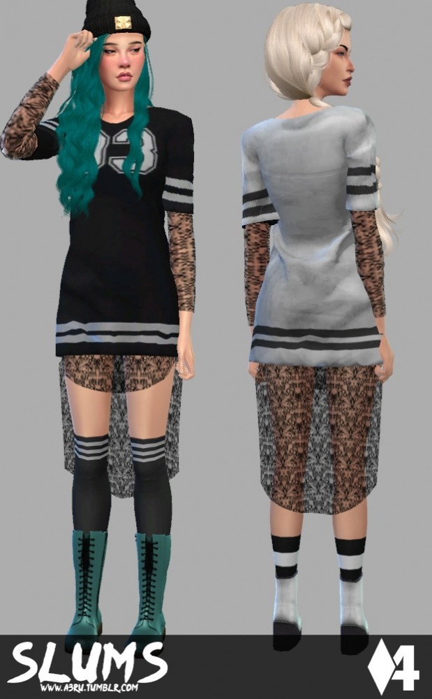 Sims 4 Sports Shirt Dress With Lace Liner for AF at A3RU