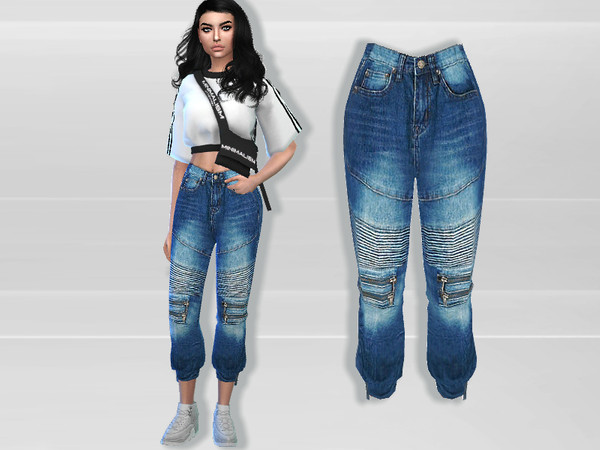 Sims 4 Moto Jeans by Puresim at TSR