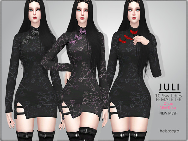 Sims 4 JULI Goth Mini Dress by Helsoseira at TSR