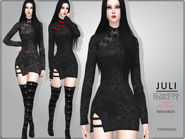 Sims 4 JULI Goth Mini Dress by Helsoseira at TSR