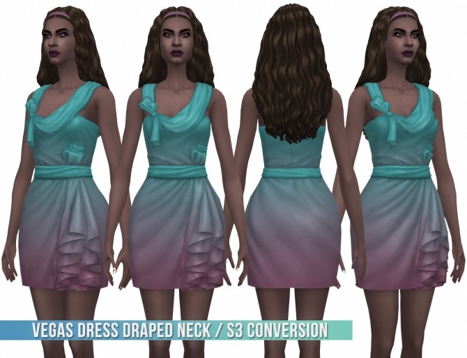 Sims 4 Vegas Dress Draped Neck S3 Conversion at Busted Pixels