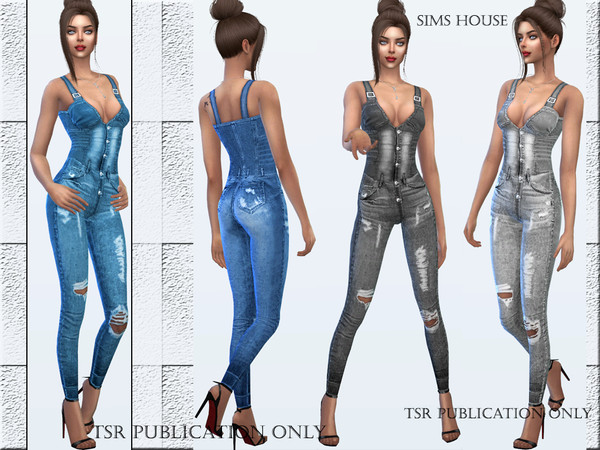 Sims 4 Denim Jumpsuit by Sims House at TSR