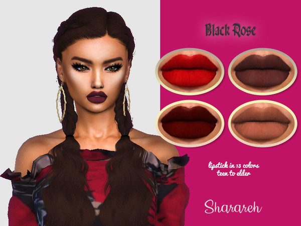 Sims 4 Black Rose Lipstick by Sharareh at TSR