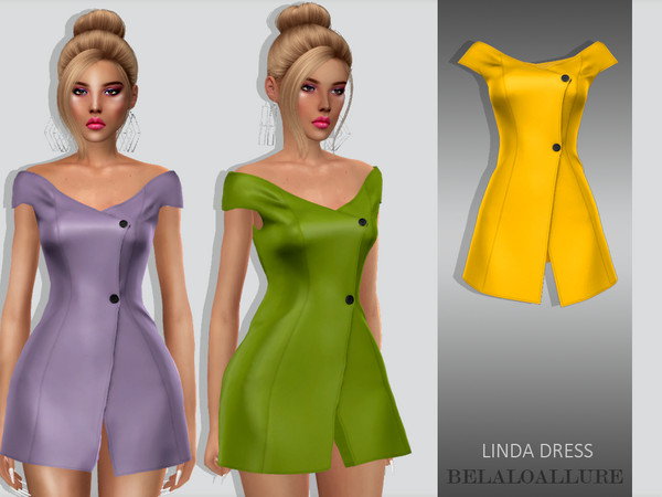 Sims 4 Belaloallure Linda dress by belal1997 at TSR