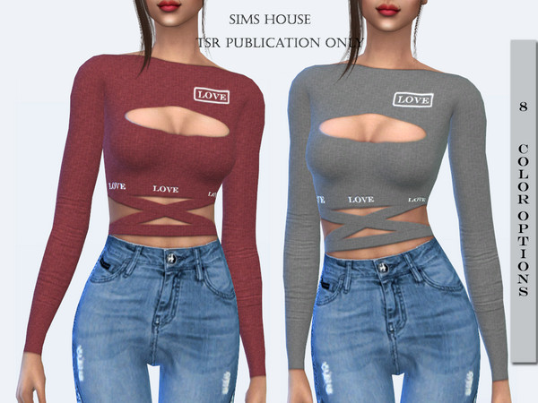 Sims 4 Top with binding on waist by Sims House at TSR