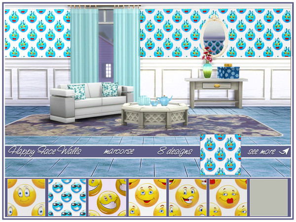 Sims 4 Happy Face Walls by marcorse at TSR