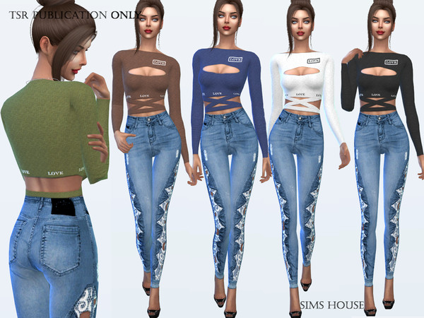 Top with binding on waist by Sims House at TSR » Sims 4 Updates