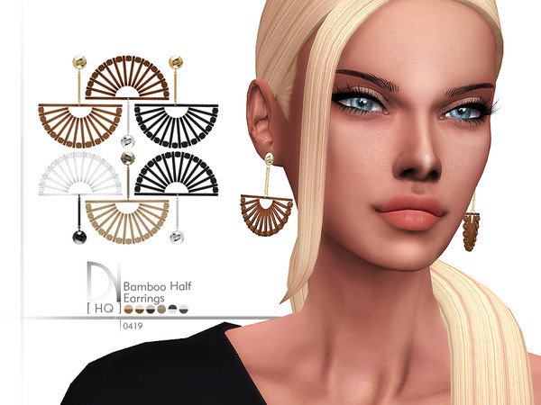 Sims 4 Bamboo Half Earrings by DarkNighTt at TSR