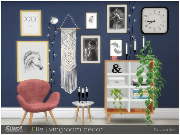 Sims 4 Elle livingroom decor by Severinka at TSR