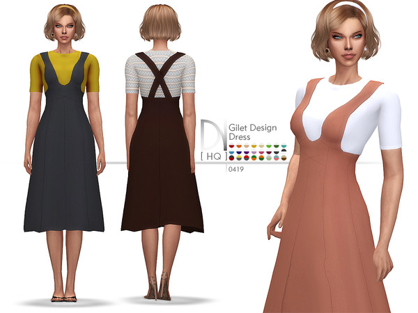 Sims 4 Gilet Design Dress by DarkNighTt at TSR