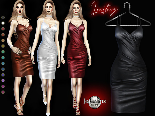 Sims 4 Lenstenz leather dress by jomsims at TSR