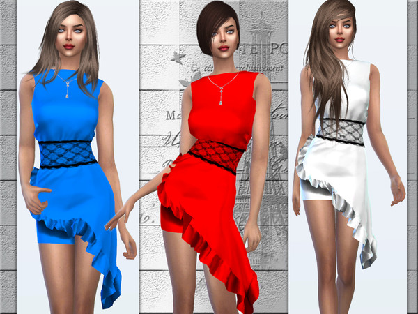 Sims 4 Silk asymmetric dress by Sims House at TSR