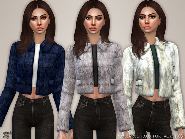 Sims 4 Collared Faux Fur Jacket 03 by Black Lily at TSR