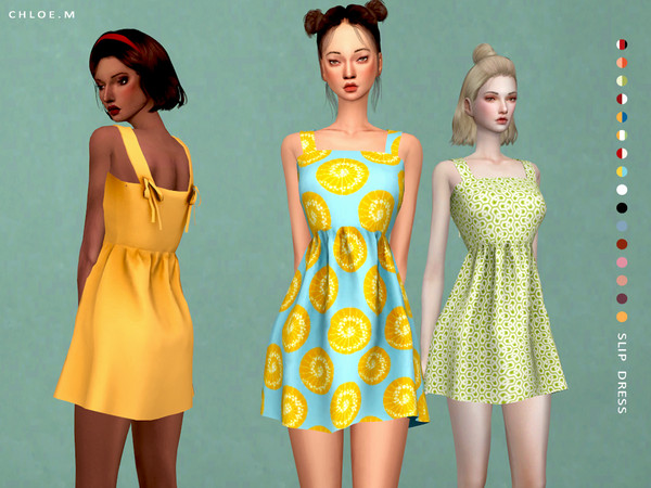 Sims 4 Slip Dress with Bowknot by ChloeMMM at TSR
