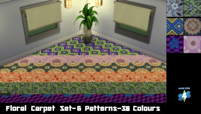 Sims 4 Floral Plush Carpet SET 6 Patterns 30 Colours by wendy35pearly at Mod The Sims
