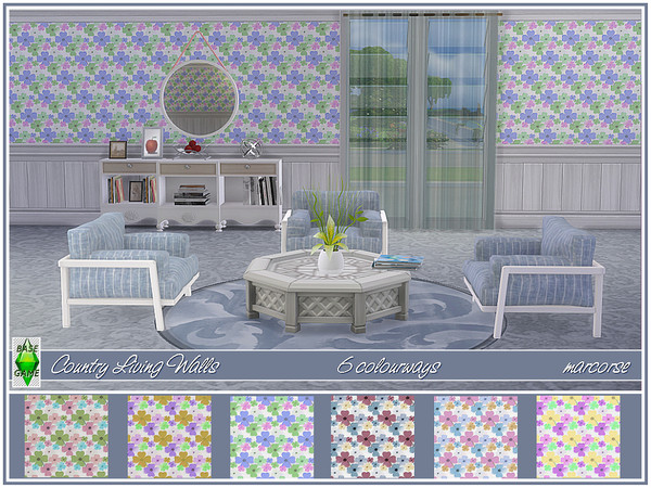 Sims 4 Country Living Walls by marcorse at TSR