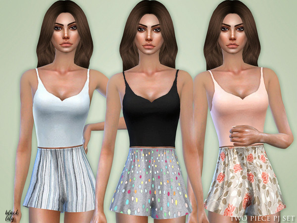 Sims 4 Two Piece PJ Set by Black Lily at TSR