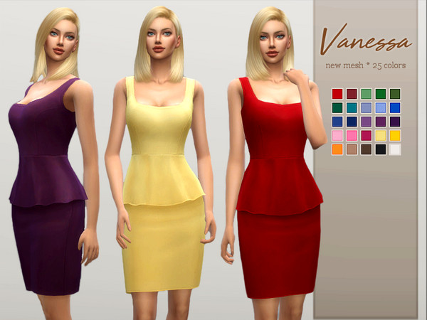 Sims 4 Vanessa Peplum Dress by Sifix at TSR