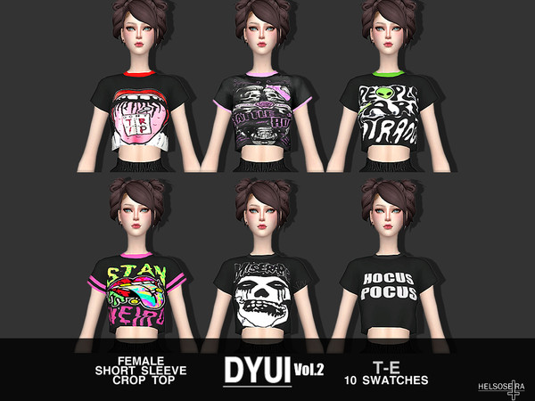 Sims 4 DYUI v.2 Goth/Punk Crop Top by Helsoseira at TSR
