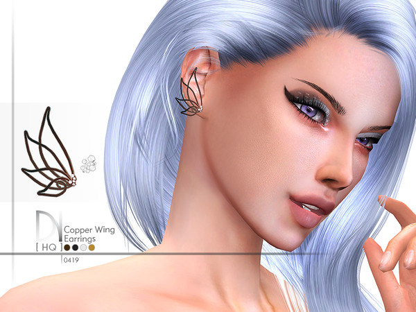 Sims 4 Copper Wing Earrings by DarkNighTt at TSR