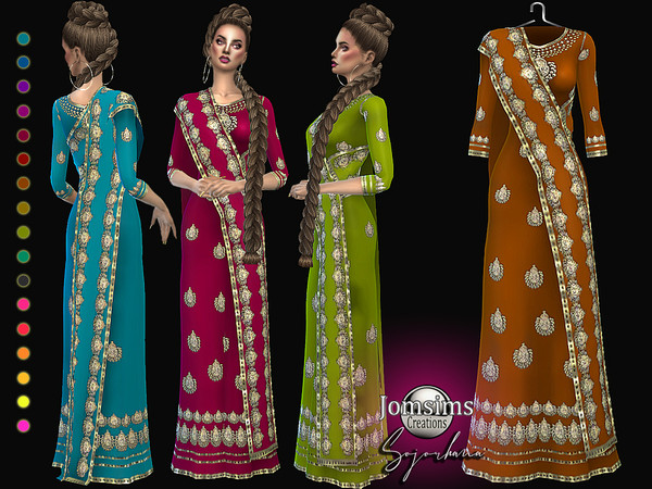 Sims 4 Sojorhana dress by jomsims at TSR
