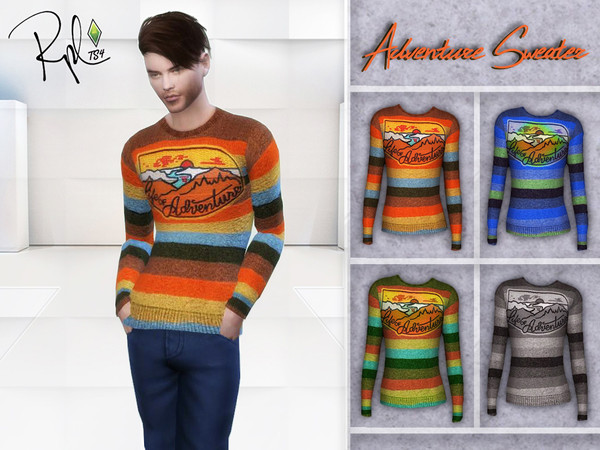 Sims 4 M Striped Adventure Sweater by RobertaPLobo at TSR