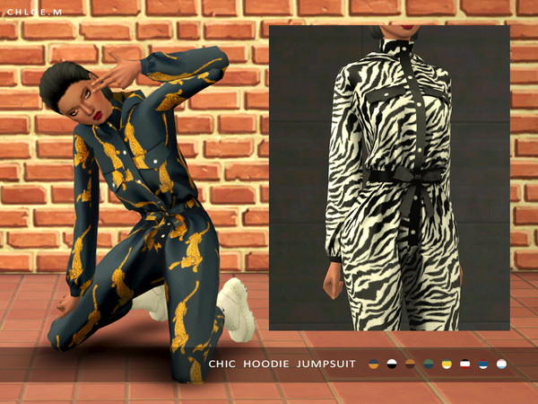 Sims 4 Chic Hoodie Jumpsuit by ChloeMMM at TSR