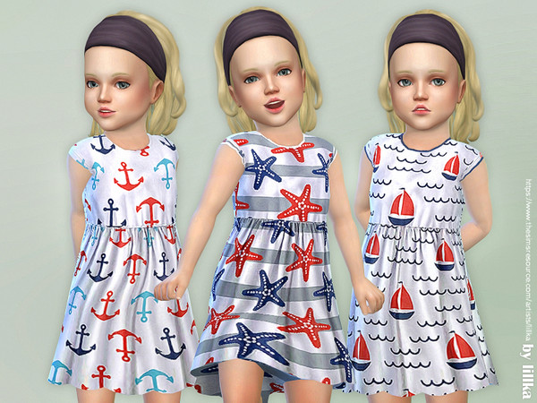 Sims 4 Toddler Seaside Dress by lillka at TSR