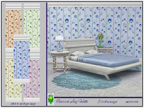 Sims 4 Peacock Leaf Walls by marcorse at TSR