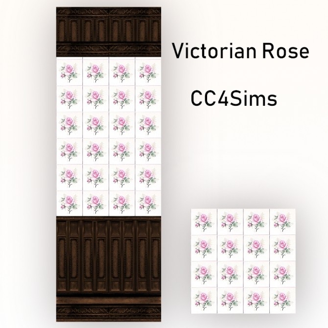 Sims 4 Victorian wall and floor set by Christine at CC4Sims