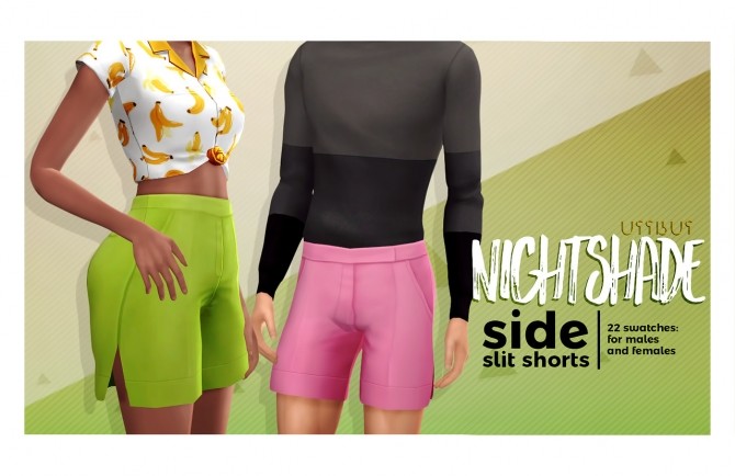 Sims 4 NIGHTSHADE side slit shorts at Viiavi