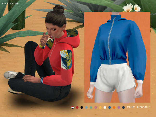 Sims 4 Chic Hoodie Pure Color by ChloeMMM at TSR