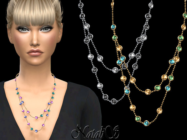 Sims 4 Mixed gemstones double chain by NataliS at TSR