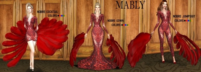 Sims 4 NOBRE SET dress, gown and jumpsuit at Mably Store