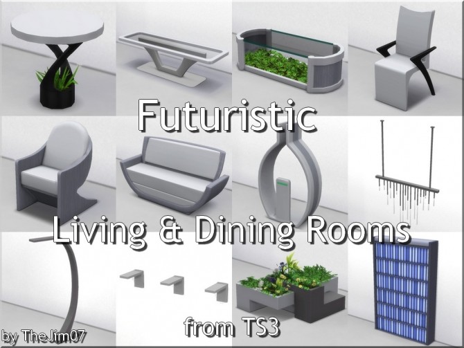 Sims 4 Futuristic Living & Dining Rooms by TheJim07 at Mod The Sims