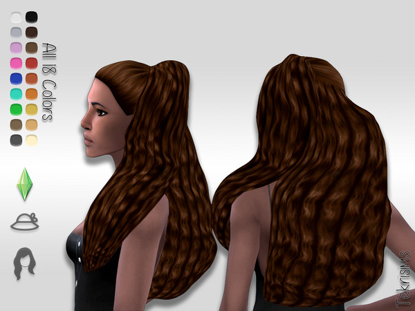 Sims 4 Savvy tight side pony with lots of curls by TekriSims at TSR