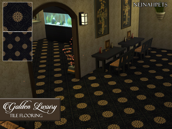 Sims 4 Golden Luxury Tile Floors by neinahpets at TSR