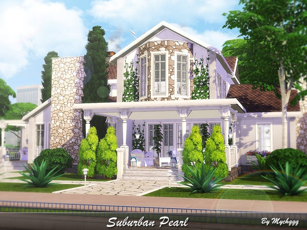 Sims 4 Suburban Pearl house by MychQQQ at TSR