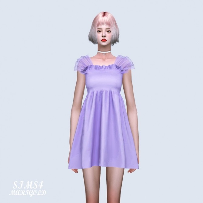 Sims 4 Shoulder Mesh Mini Dress (P) at Marigold