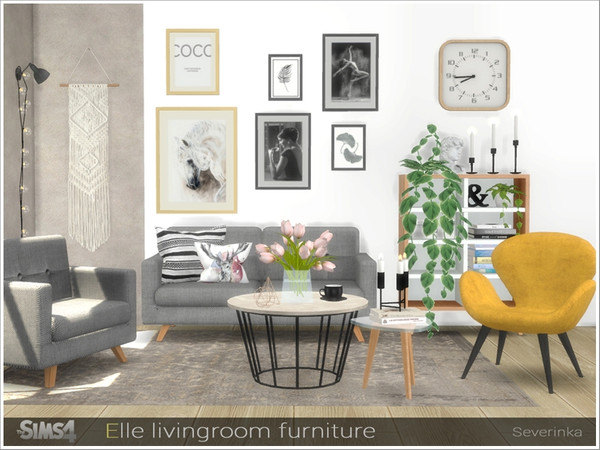 Sims 4 Elle livingroom furniture by Severinka at TSR