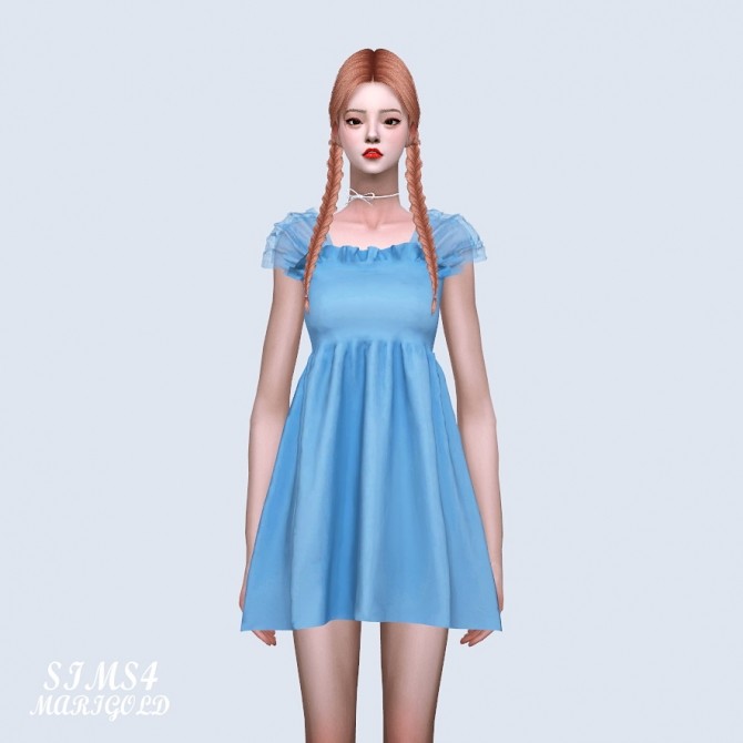 Sims 4 Shoulder Mesh Mini Dress (P) at Marigold