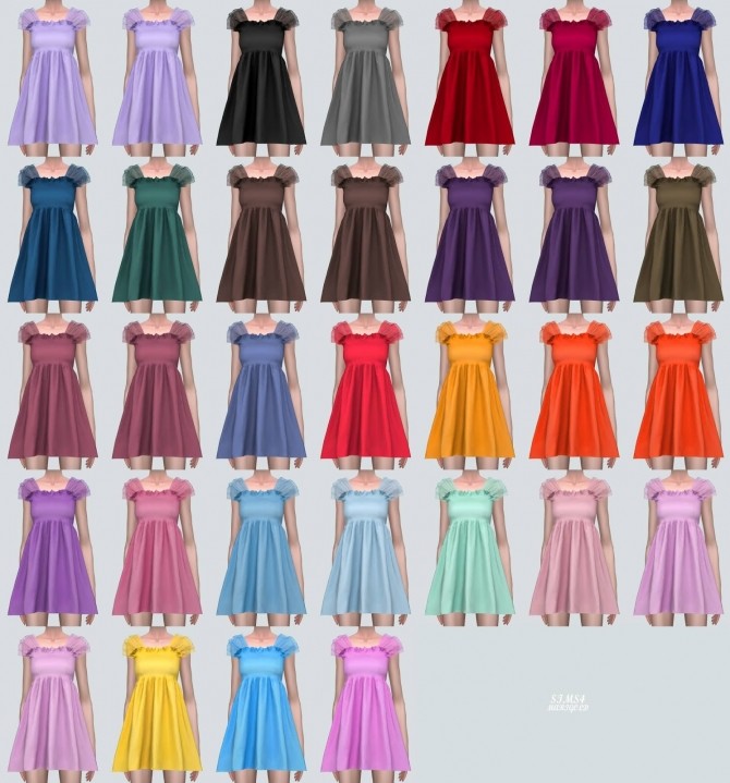 Sims 4 Shoulder Mesh Mini Dress (P) at Marigold