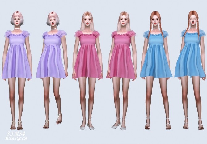 Sims 4 Shoulder Mesh Mini Dress (P) at Marigold